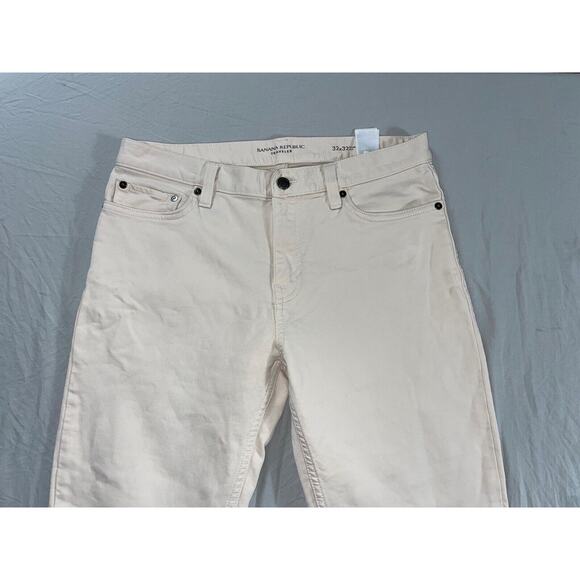 Banana Republic Traveler Slim Fit Sateen 5-Pocket Jeans. Ivory, Men's 32X30. GUC - Picture 6 of 9